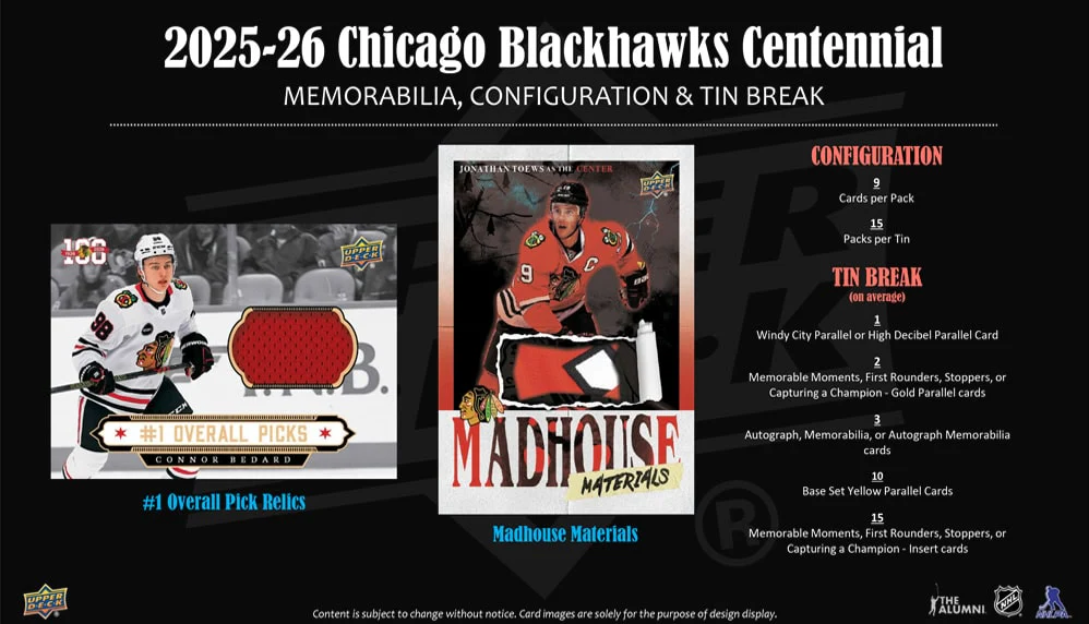 2025-26 Upper Deck Chicago Blackhawks Centennial Hobby Box - Image 6