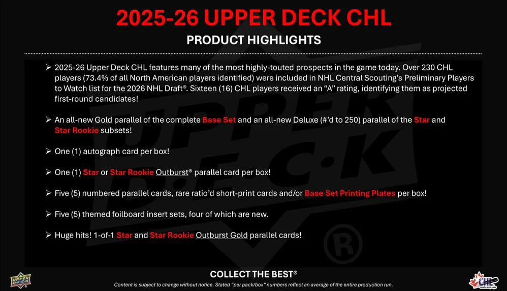 2025-26 Upper Deck CHL Hockey Hobby Box (Pre-Order) - Image 2