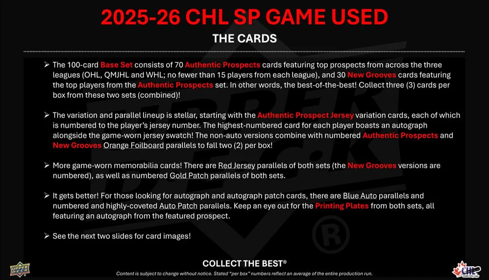2025-26 Upper Deck CHL SP Game Used Hockey Hobby Box (Pre-Order) - Image 3