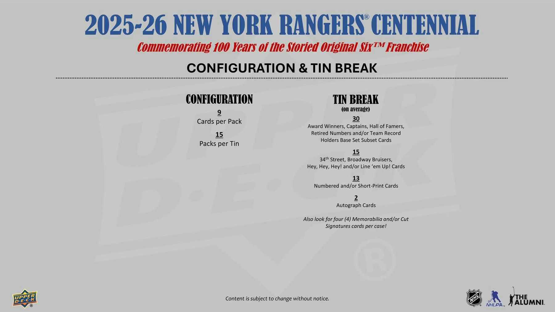 2025-26 Upper Deck New York Rangers Centennial Hobby Box - Image 8