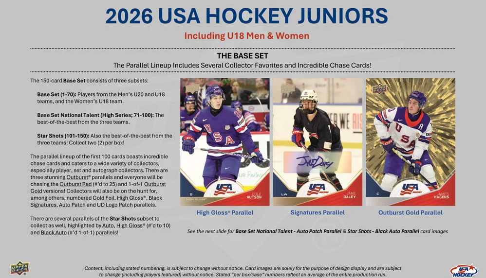 2026 Upper Deck Team USA Juniors Hockey Hobby Box (Pre-Order) - Image 3