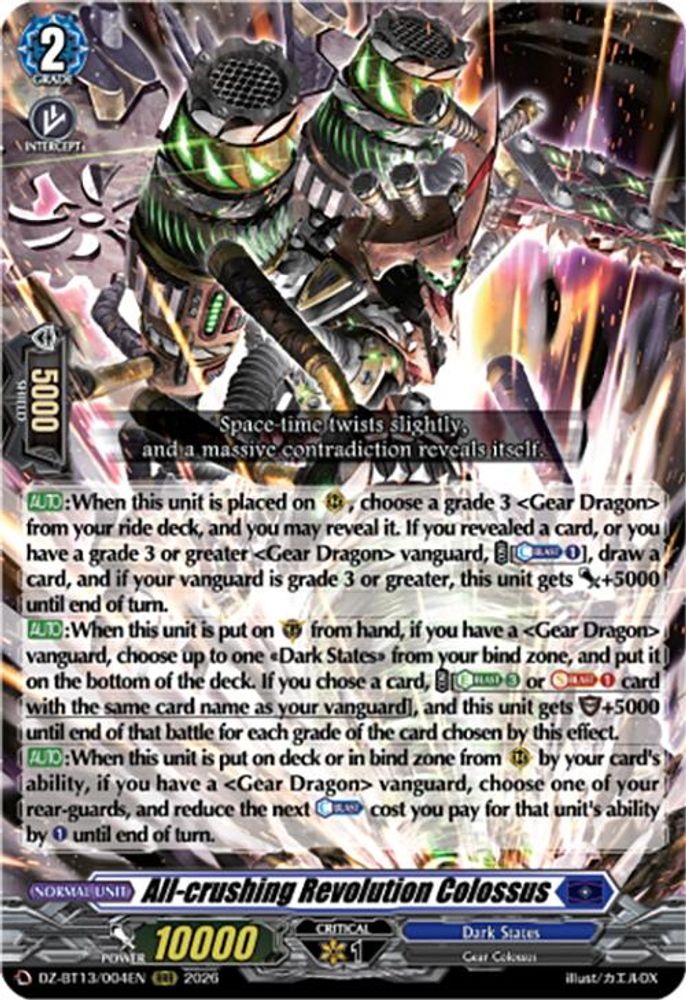 All-crushing Revolution Colossus - DZ-BT13/004EN - Triple Rare