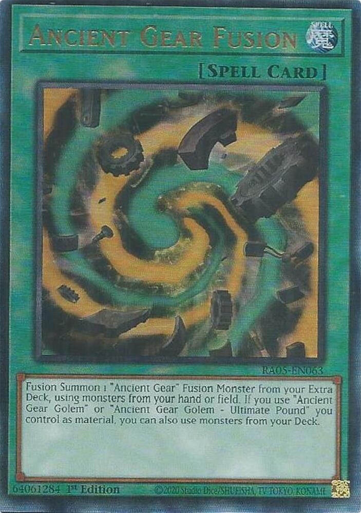 Ancient Gear Fusion (PUR) - RA05-EN063 - Prismatic Ultimate Rare - 1st Edition