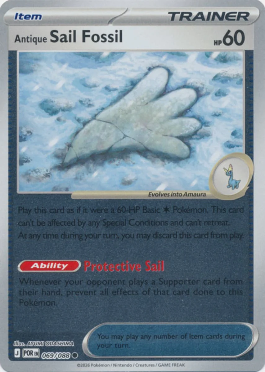 Antique Sail Fossil - 069/088 - Common - Reverse Holo