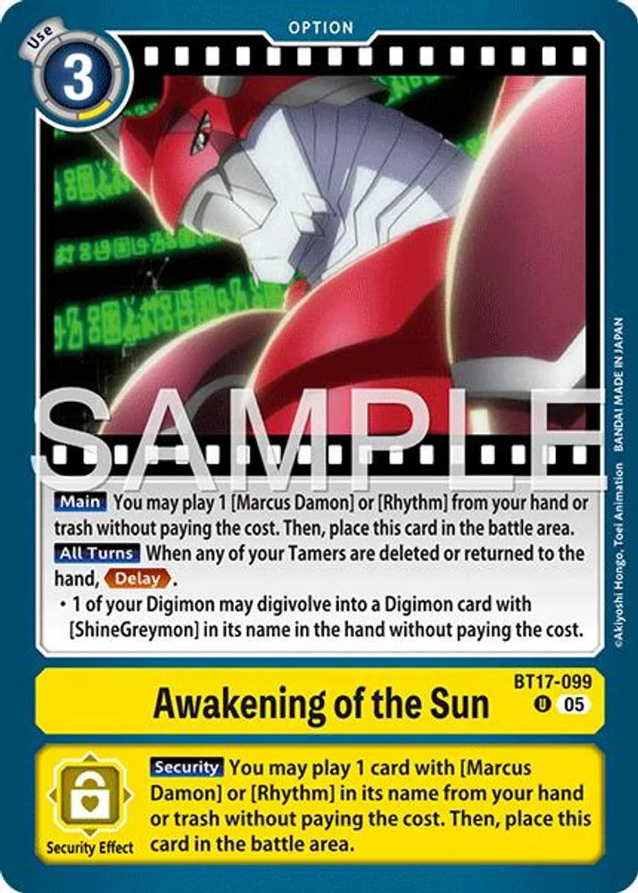 Awakening of the Sun (Block 5 Reprint) - BT17-099 - Uncommon