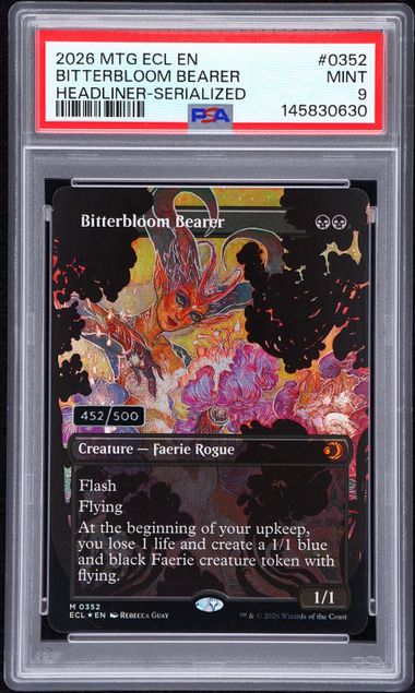 Bitterbloom Bearer - Double Rainbow Serialized Foil - Lorwyn Eclipsed 452/500 - PSA Graded 9 145830630