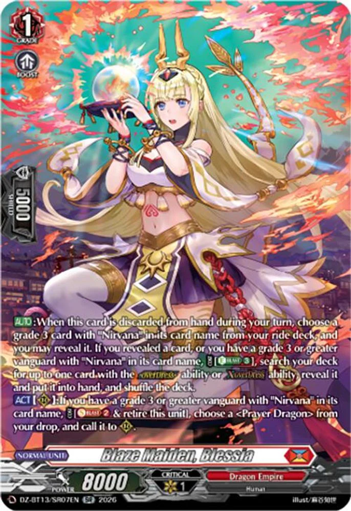Blaze Maiden, Blessia (SR) - DZ-BT13/SR07EN - Silver Rare