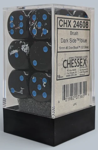 Chessex - 12D6 - Brush - Dark Side/Blue