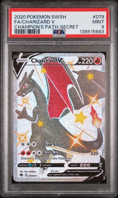 CHARIZARD V (079) - POKEMON SWORD & SHIELD CHAMPION'S PATH - SECRET RARE - MINT 9