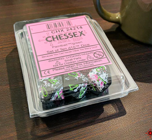 Chessex - 10D10 - Brush - Paintball/Green