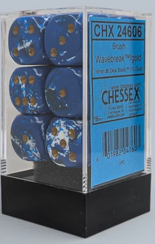 Chessex - 12D6 - Brush - Wavebreak/Gold