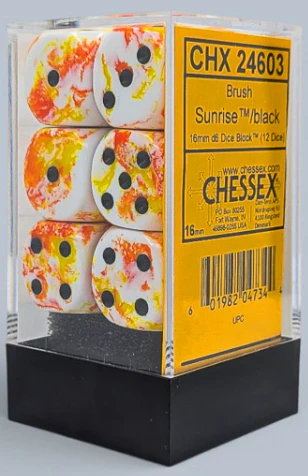 Chessex - 12D6 - Brush - Sunrise/Black