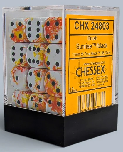 Chessex - 36D6 - Brush - Sunrise/Black