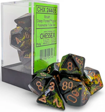Chessex - 7 Piece - Brush - Deep Forest/Gold