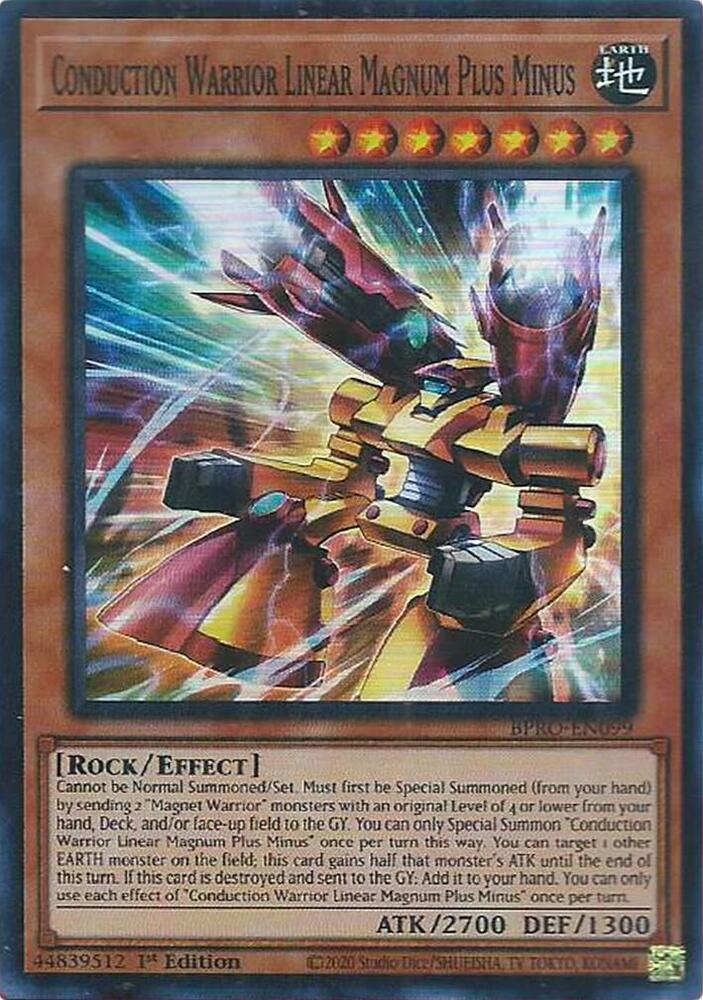 Conduction Warrior Linear Magnum Plus Minus - BPRO-EN099 - Super Rare - 1st Edition