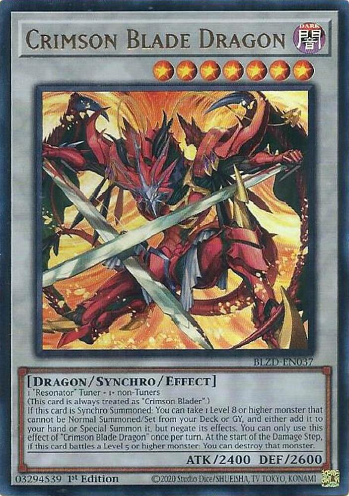 Crimson Blade Dragon - BLZD-EN037 - Ultra Rare - 1st Edition