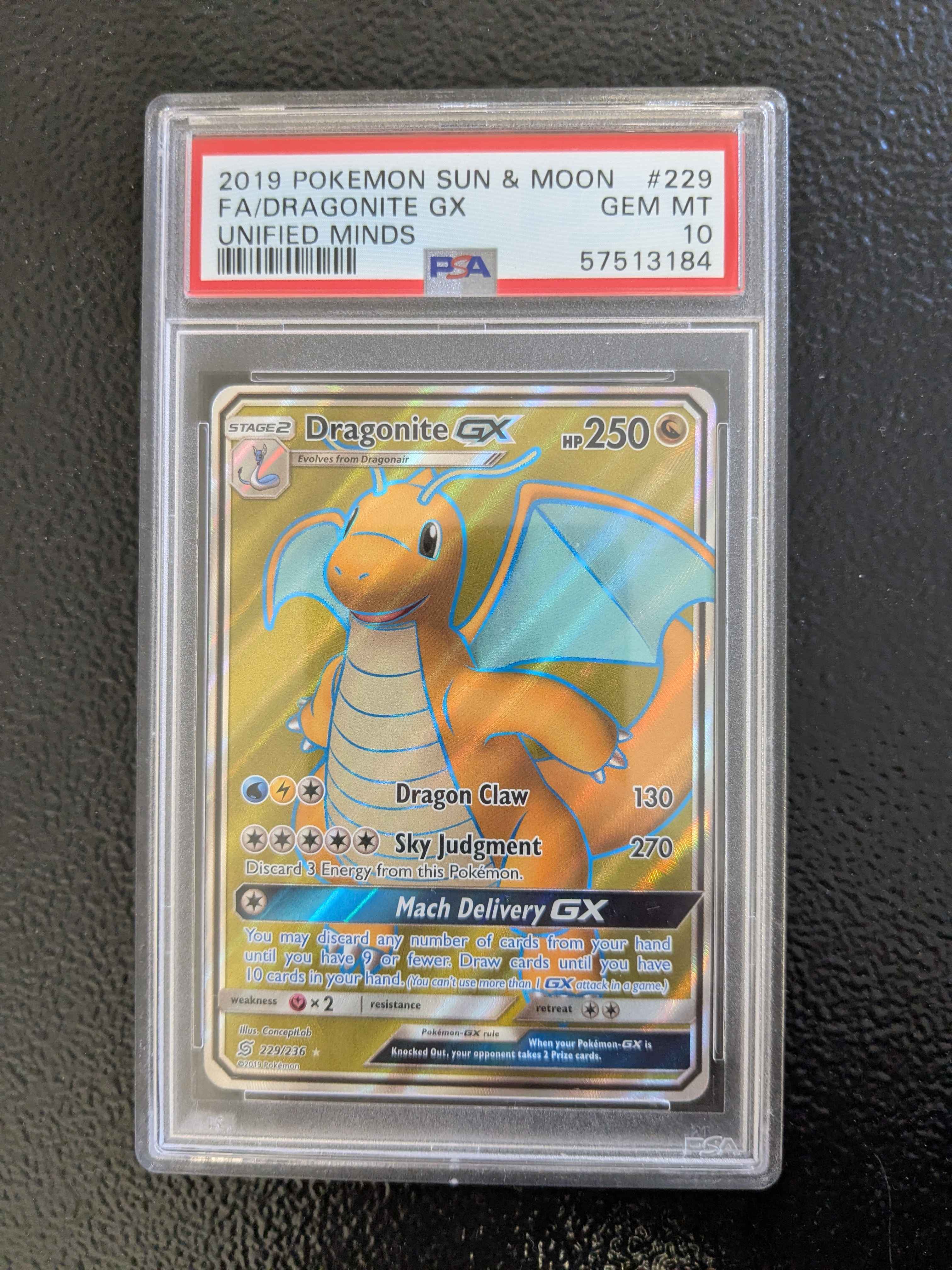 Dragonite GX - Unified Minds - Full Art - PSA 10 GEM MT