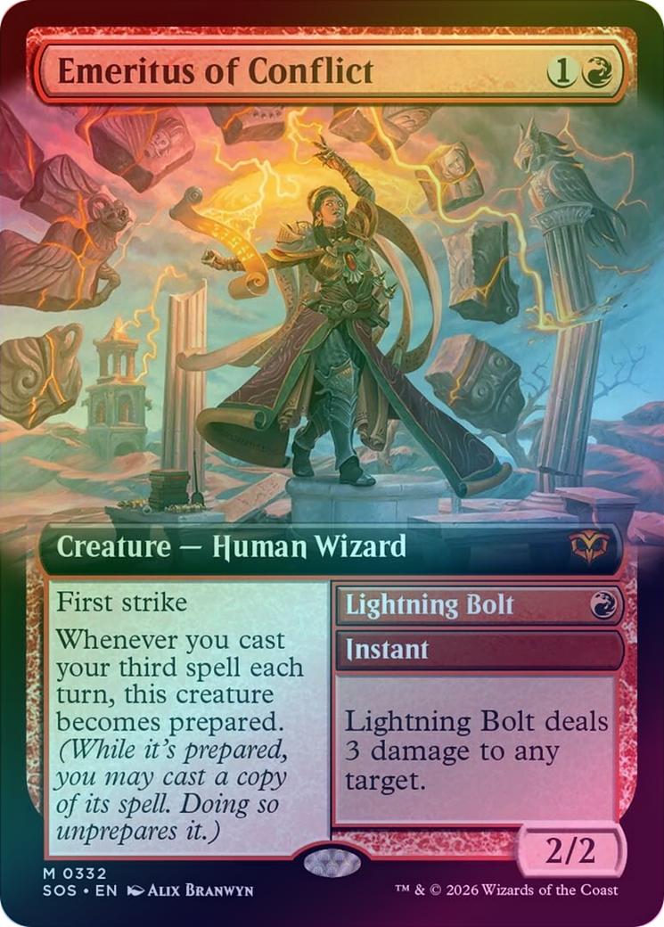 Emeritus of Conflict // Lightning Bolt - Extended Art (Foil) (SOS)