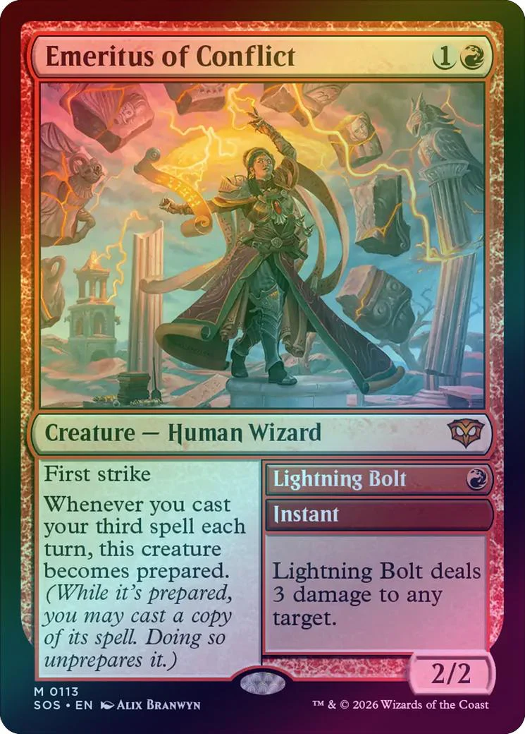Emeritus of Conflict // Lightning Bolt (Foil) (SOS)
