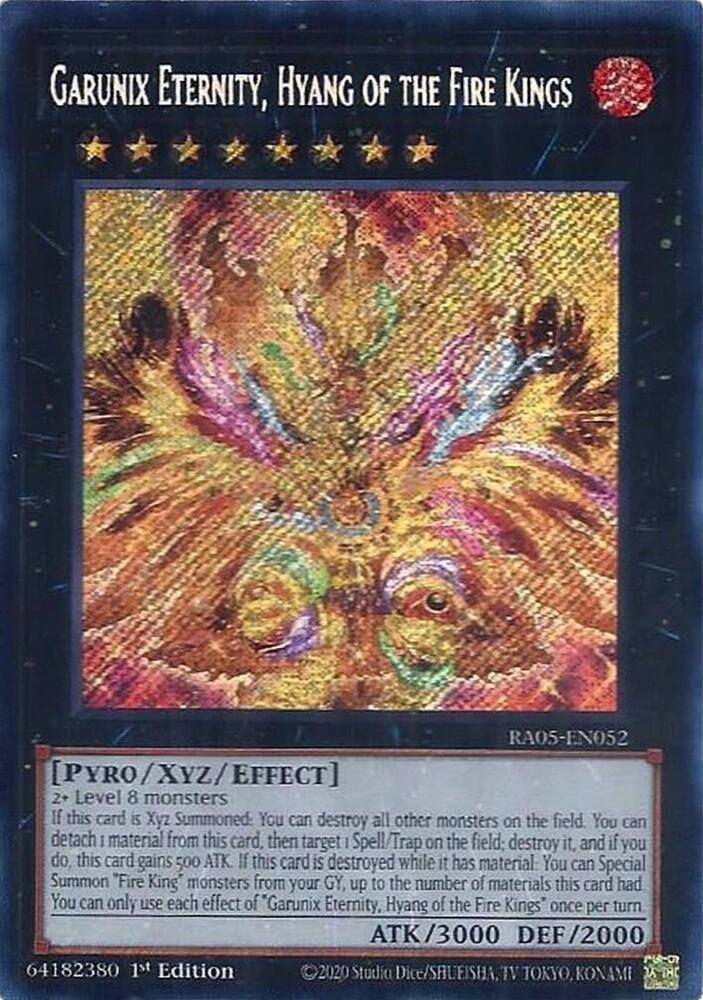 Garunix Eternity, Hyang of the Fire Kings (Secret Rare) - RA05-EN052 - Secret Rare - 1st Edition