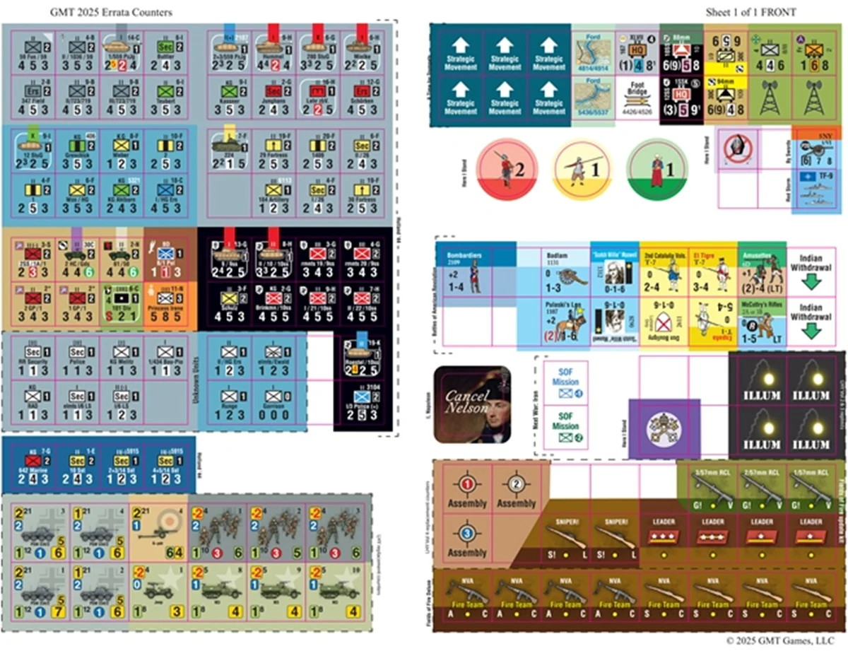 GMT 2025 Errata Counter Sheet
