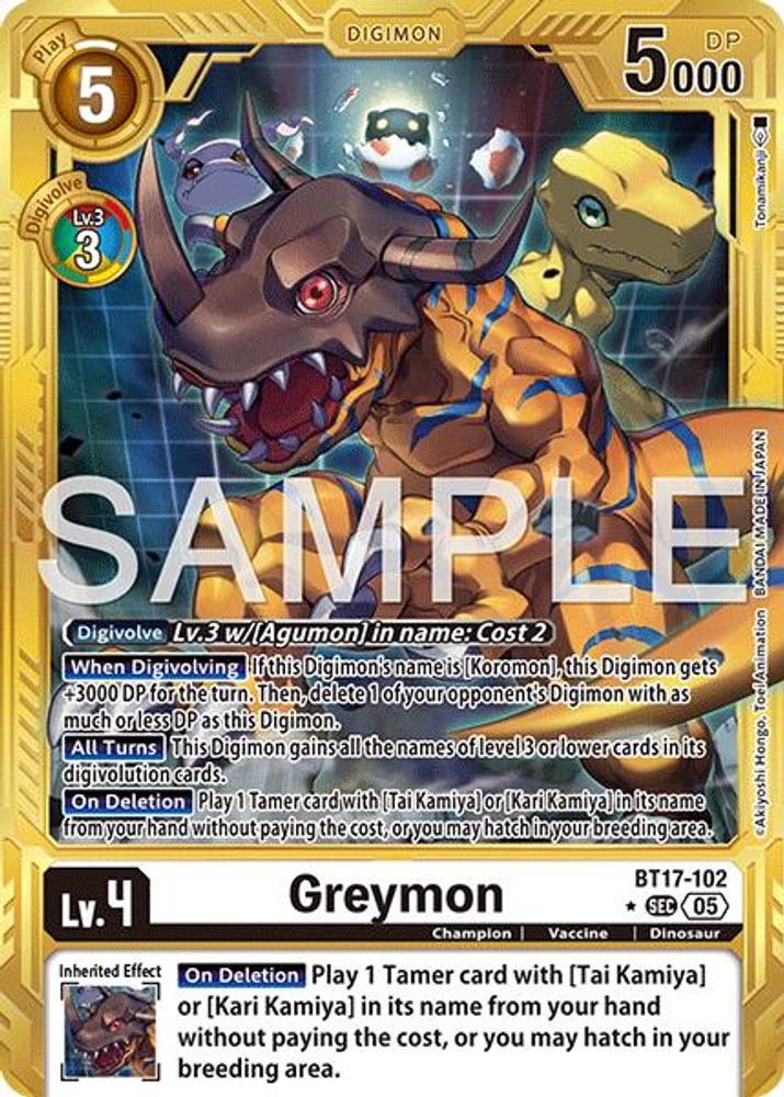 Greymon - BT17-102 (Gold Border) - BT17-102 - Secret Rare
