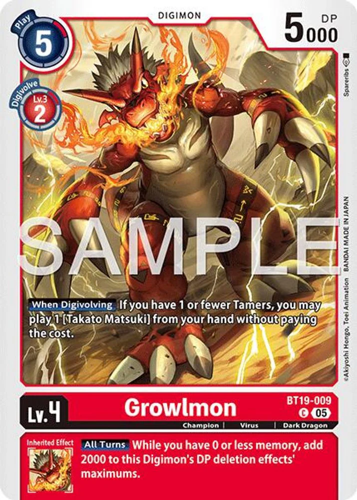 Growlmon - BT19-009 (Block 5 Reprint) - BT19-009 - Common