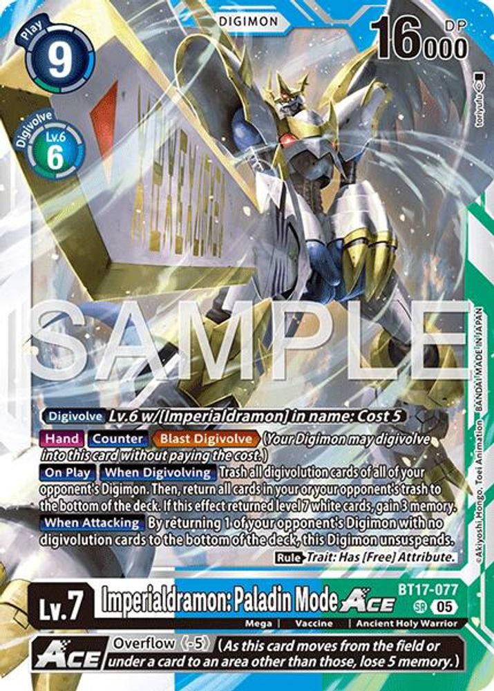 Imperialdramon: Paladin Mode ACE (Block 5 Reprint) - BT17-077 - Super Rare
