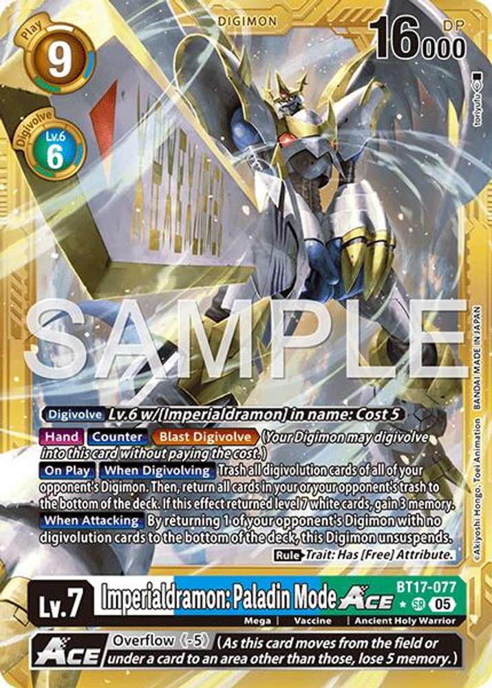 Imperialdramon: Paladin Mode ACE (Gold Border) - BT17-077 - Super Rare