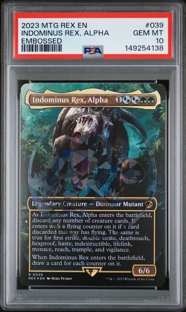 Indominus Rex, Alpha - Borderless Emblem Foil - Jurassic World Collection - PSA Graded 10 14254138