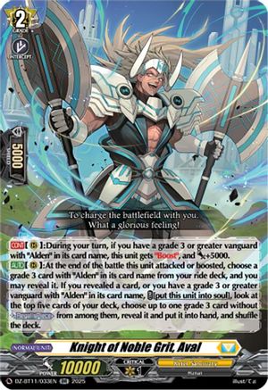 Knight of Noble Grit, Aval - DZ-BT11/033EN - Double Rare