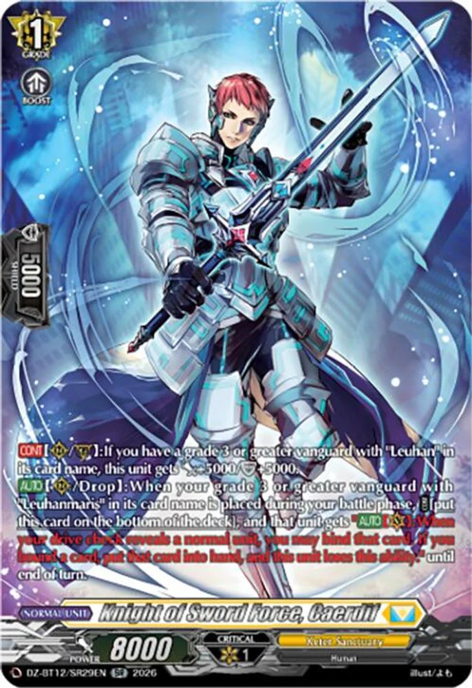 Knight of Sword Force, Caerdif (SR) - DZ-BT12/SR29EN - Silver Rare