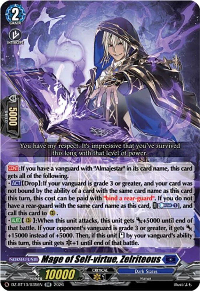 Mage of Self-virtue, Zelriteous - DZ-BT13/035EN - Double Rare
