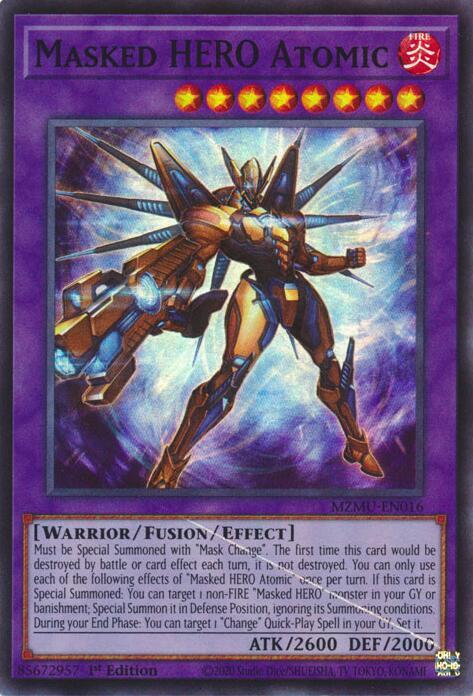 Masked HERO Atomic - MZMU-EN016 - Super Rare - 1st Edition