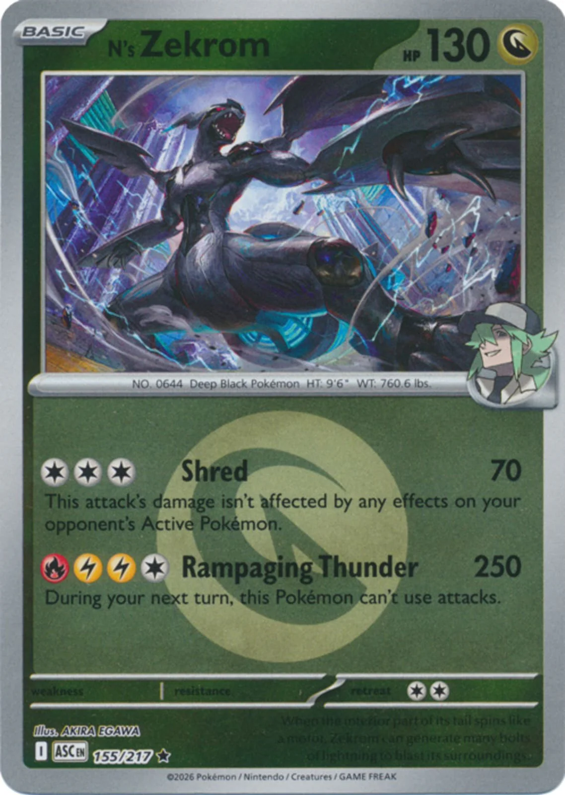 N's Zekrom (Energy Symbol Pattern) - 155/217 - Rare