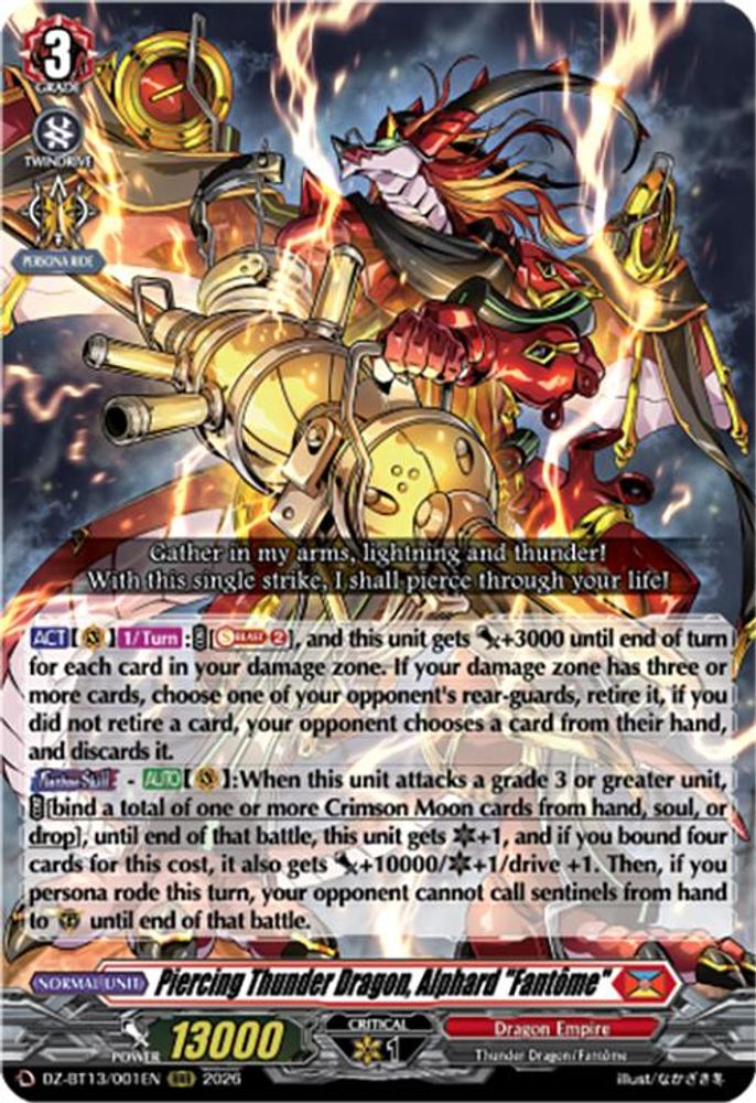 Piercing Thunder Dragon, Alphard "Fantome" - DZ-BT13/001EN - Triple Rare