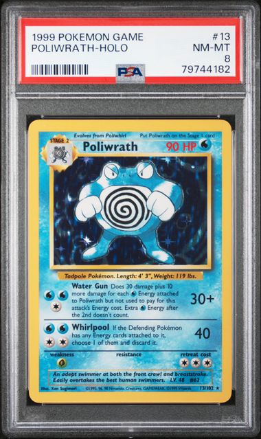 Poliwrath - Base Set Unlimited - Holo Rare - PSA 8 NM-MT