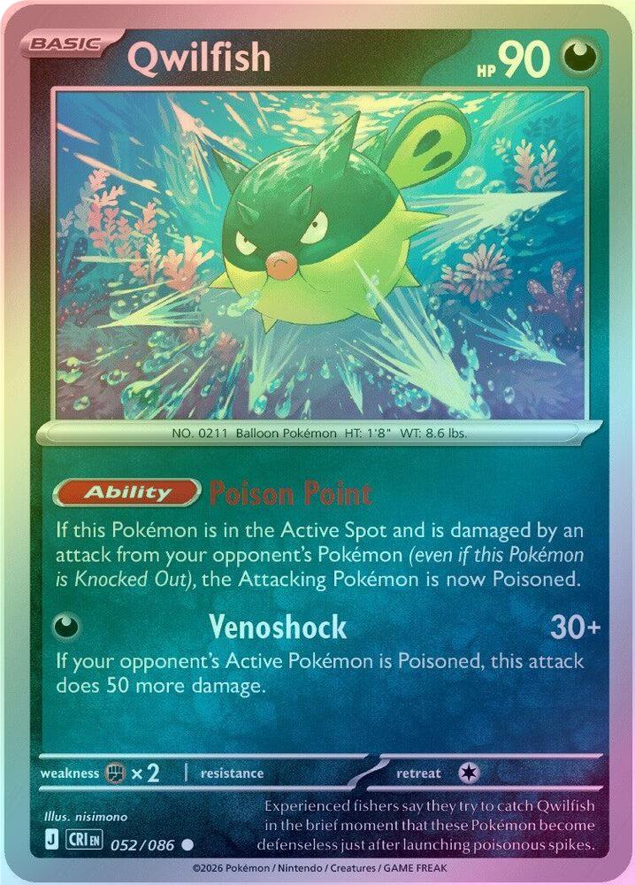 Qwilfish - 052/086 - Common - Reverse Holo