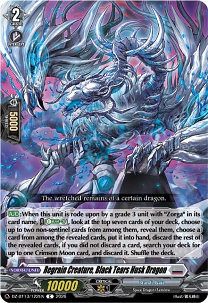 Regrain Creature, Black Tears Husk Dragon - DZ-BT13/122EN - Common