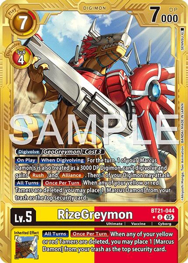 RizeGreymon - BT21-044 (Gold Border) - BT21-044 - Uncommon