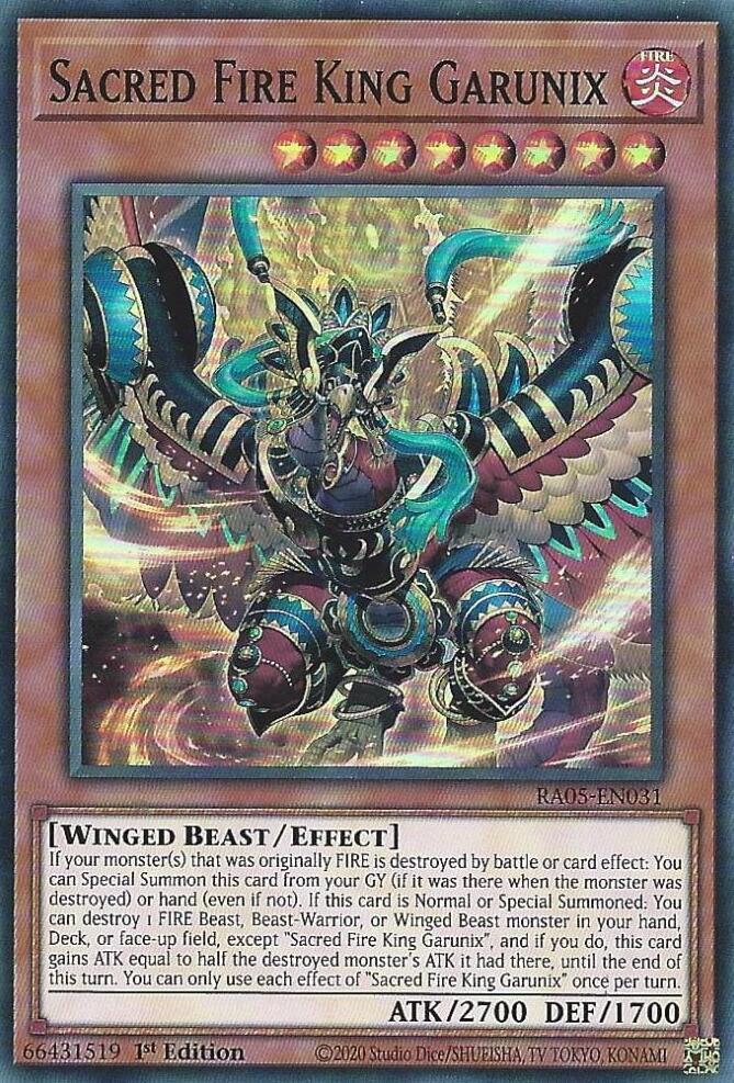 Sacred Fire King Garunix - RA05-EN031 - Super Rare - 1st Edition