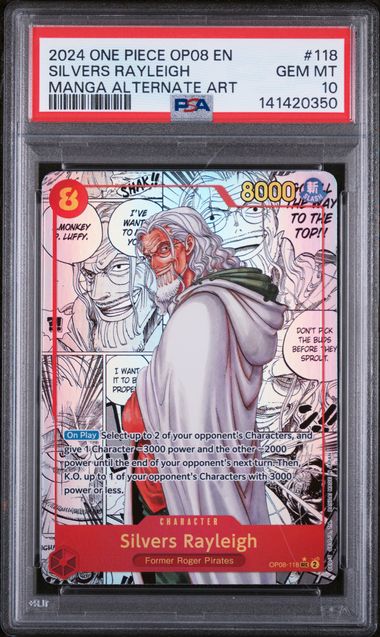SILVERS RAYLEIGH (118) - ONE PIECE OP08-TWO LEGENDS - MANGA ALTERNATE ART - GEM MT 10