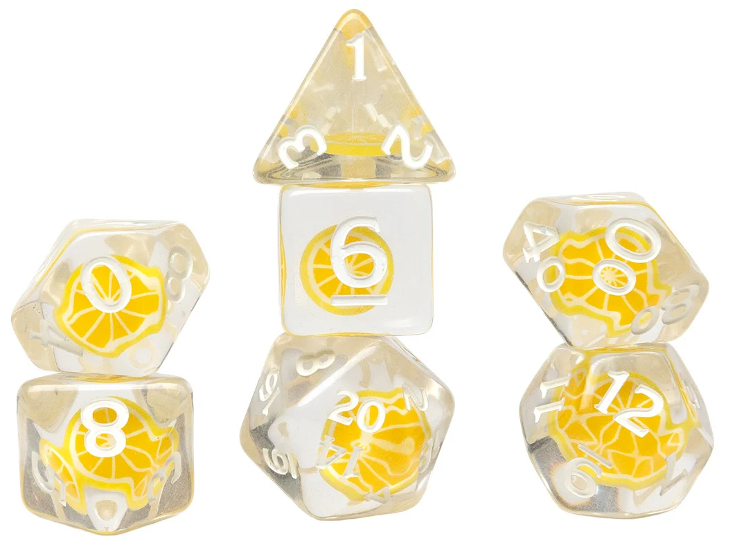 Sirius Dice - 7 Piece Set - Fruit Slice - Various Designs - Image 3