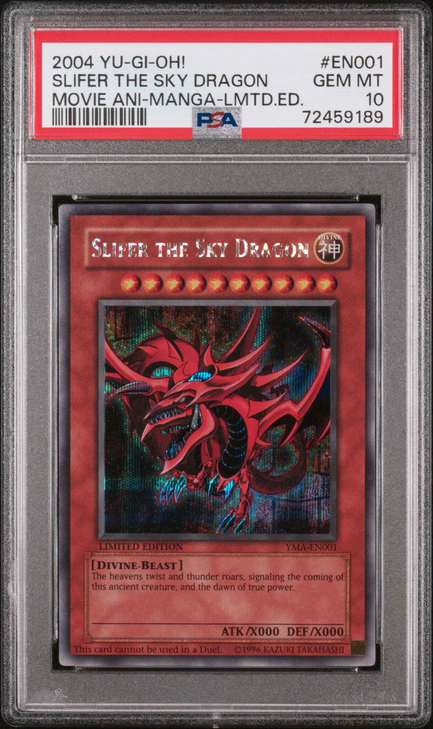 Slifer the Sky Dragon - YMA-EN001 - Secret Rare (PSA 10)