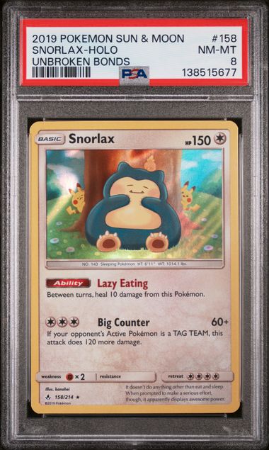 SNORLAX (158) - POKEMON SUN & MOON UNBROKEN BONDS - HOLO - NM-MT 8