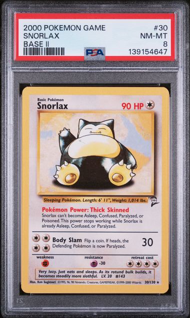SNORLAX (30) - POKEMON GAME BASE SET 2 - RARE - NM-MT 8