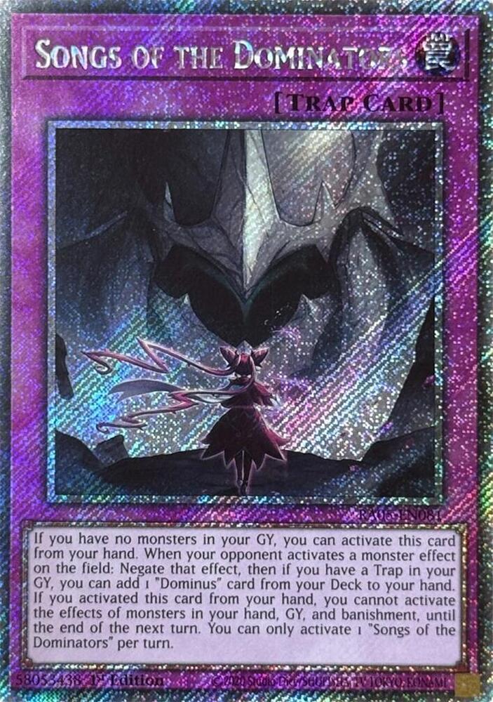 Songs of the Dominators (Platinum Secret Rare) - RA05-EN081 - Platinum Secret Rare - 1st Edition