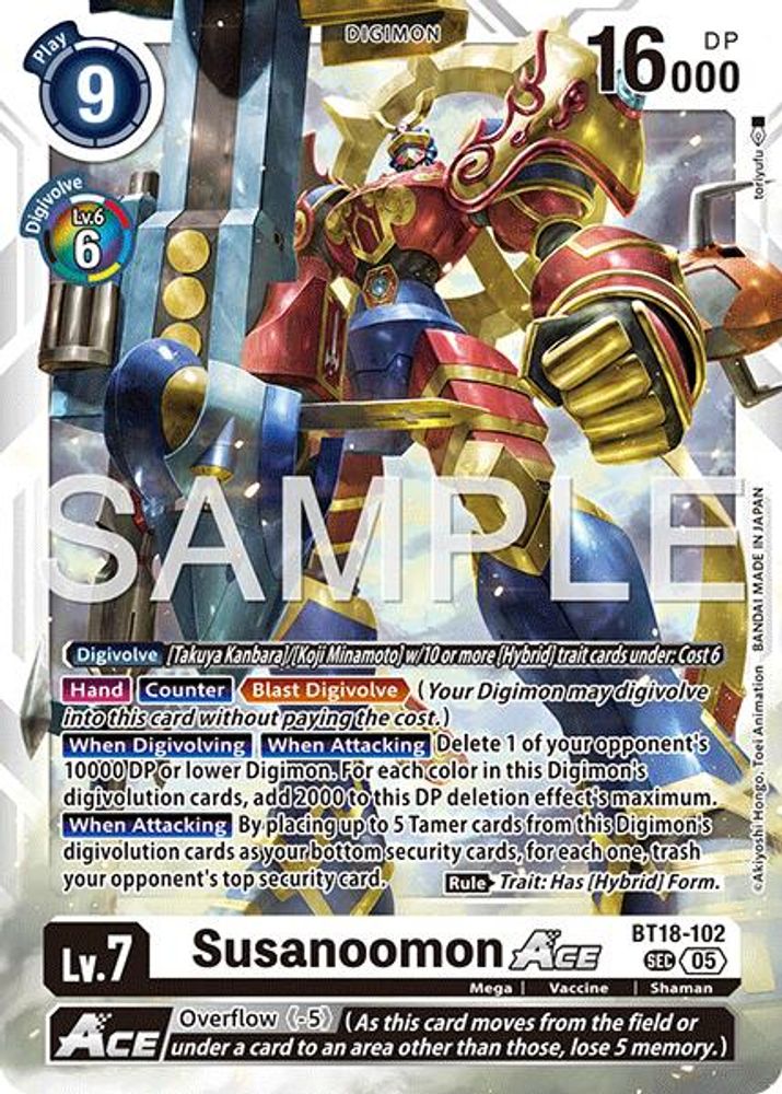 Susanoomon ACE (Block 5 Reprint) - BT18-102 - Secret Rare