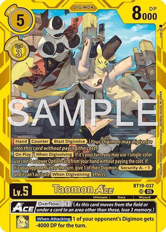 Taomon ACE (Yellow Text) (ST22) - BT19-037 - Super Rare