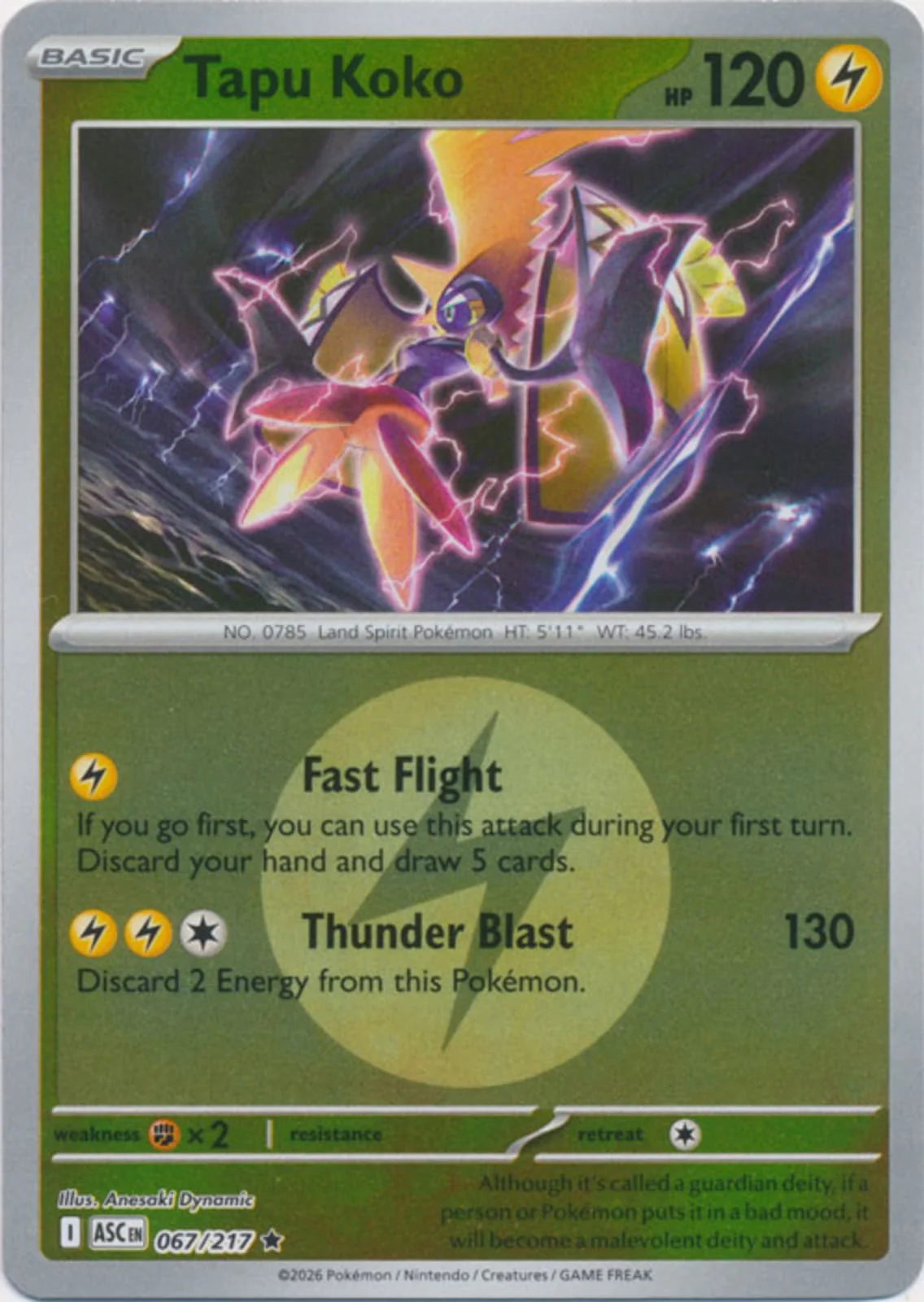 Tapu Koko (Energy Symbol Pattern) - 067/217 - Rare